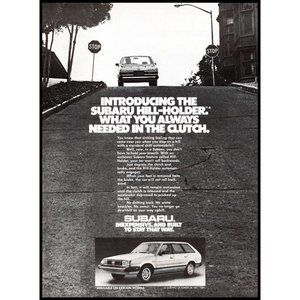 1981 Subaru 4 Door Wagon Vintage Print Ad Hill Holder Clutch Townhouse Wall Art
